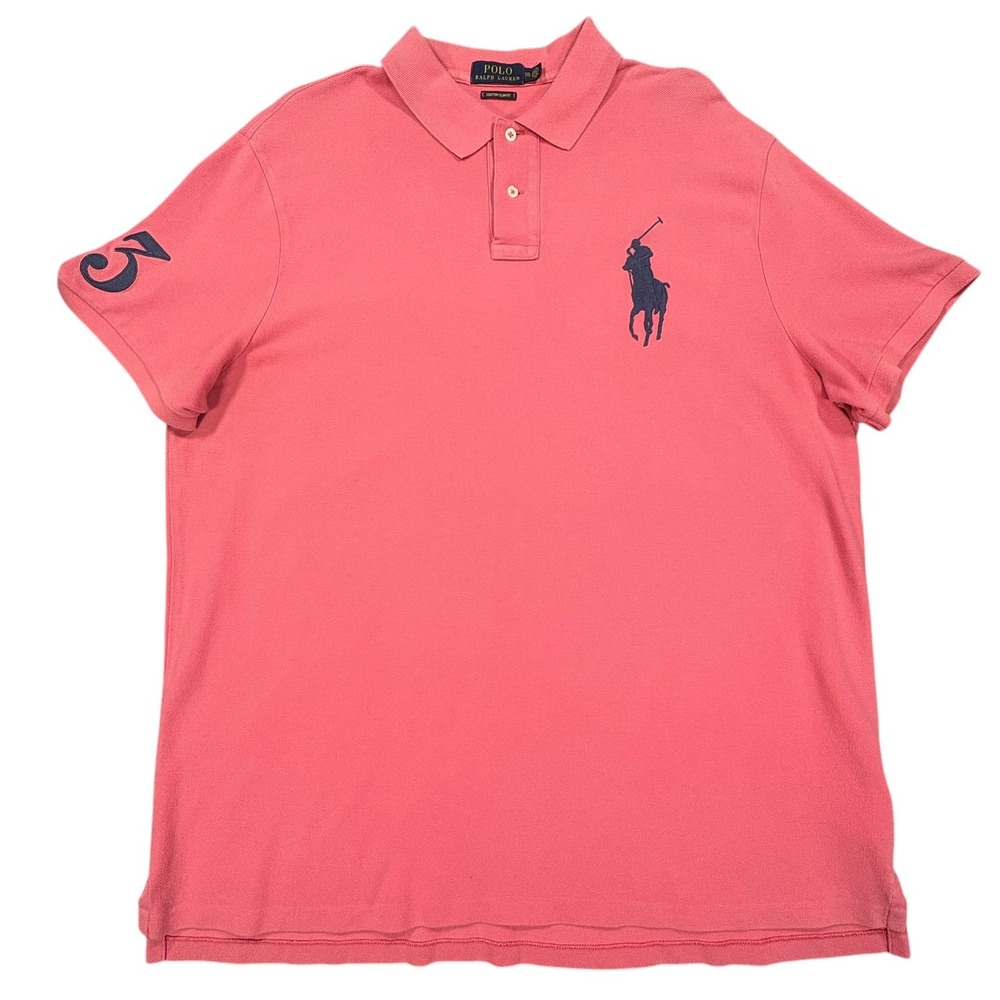 Polo Ralph Lauren Big Pony Polo Shirt Mens XXL Pink Mauve Custom Slim Fit Preppy